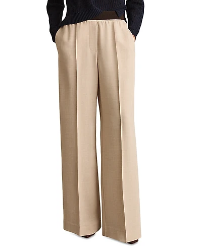 Reiss Wilde Wide Leg Trousers Neutral
