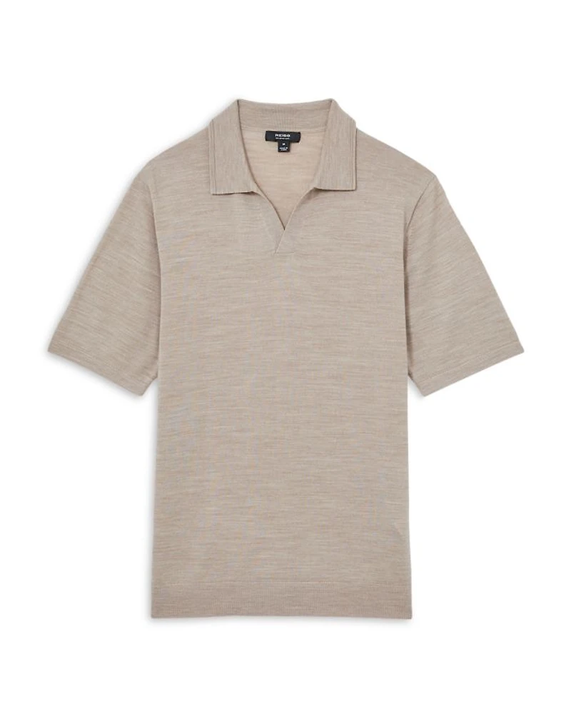 Open Collar Merino Wool Polo Shirt