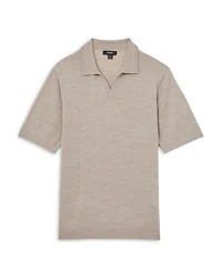 Open Collar Merino Wool Polo Shirt
