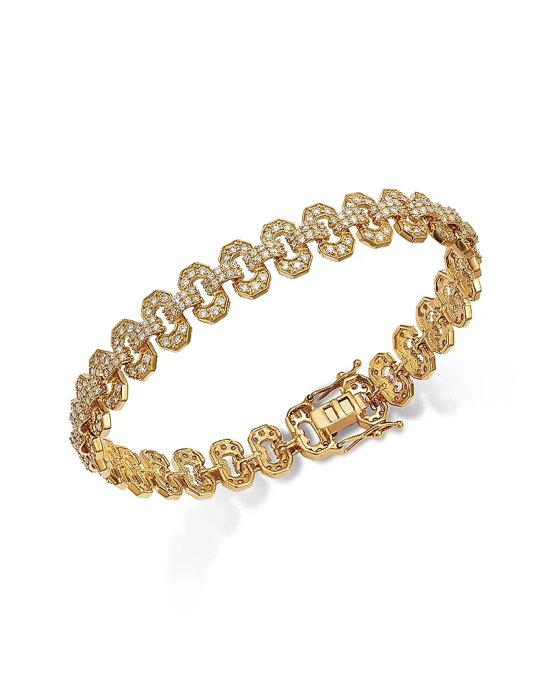 Bloomingdale's Fine Collection Diamond Geometric Link Bracelet