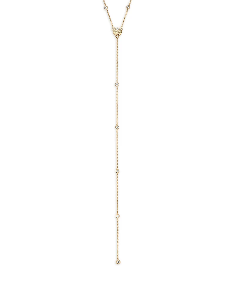 Ettika Santorini Cubic Zirconia Shell Lariat Necklace, 15-18