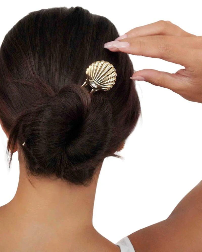 Santorini Cubic Zirconia Shell Hair Pin