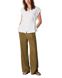 Button Down Tie Side Blouse