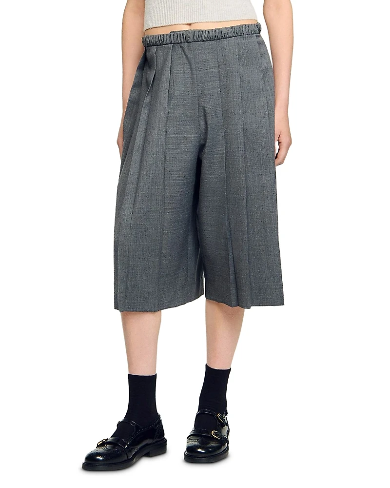 Sandro Pleated Long Shorts