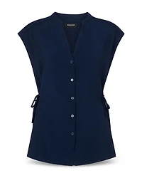 Button Down Tie Side Blouse
