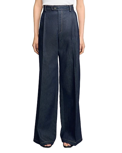 Sandro High Rise Wide Leg Denim Pants