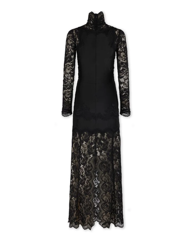 Floral Lace Mock Neck Maxi Dress