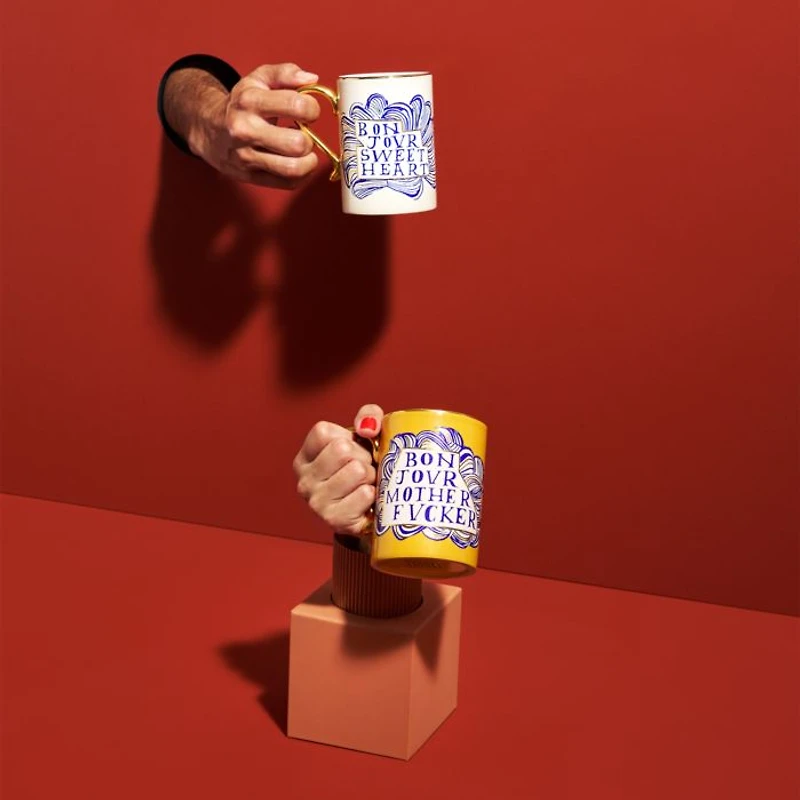 Ruan Hoffmann Bonjour Mugs, Set of 2