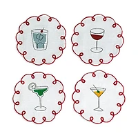 Embroidered Linen Coasters, Set of 4