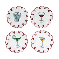 Misette Embroidered Linen Coasters, Set of 4