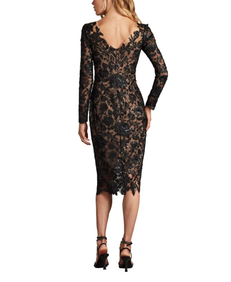 Senoia Sequin Embroidered Illusion Dress