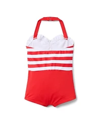 Girls' Retro Stripe Swim - Little Kid, Big Kid