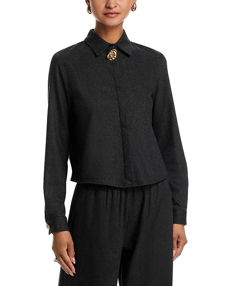 Fabiana Filippi Wool Blend Pepita Boxy Fit Shirt