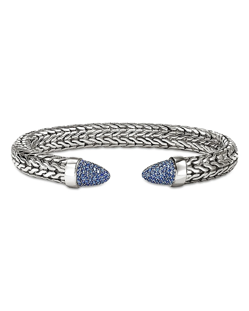 John Hardy Sterling Silver & Blue Sapphire Spear 50 Flex Cuff Bracelet