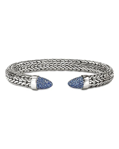 John Hardy Sterling Silver & Blue Sapphire Spear 50 Flex Cuff Bracelet
