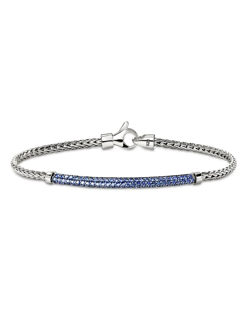 JH Essentials Sterling Silver Blue Sapphire Pavé Bracelet