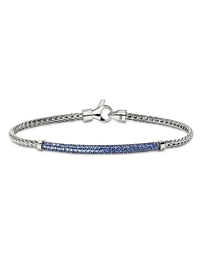 JH Essentials Sterling Silver Blue Sapphire Pavé Bracelet