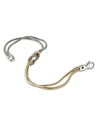 14K Yellow Gold & Sterling Silver Love Knot Weave Double Strand Bracelet