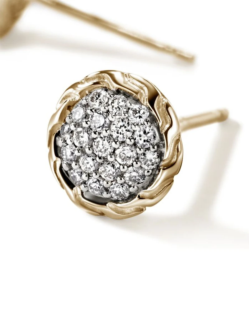 JH Essentials 14K Yellow Gold Diamond Pavé Stud Earrings
