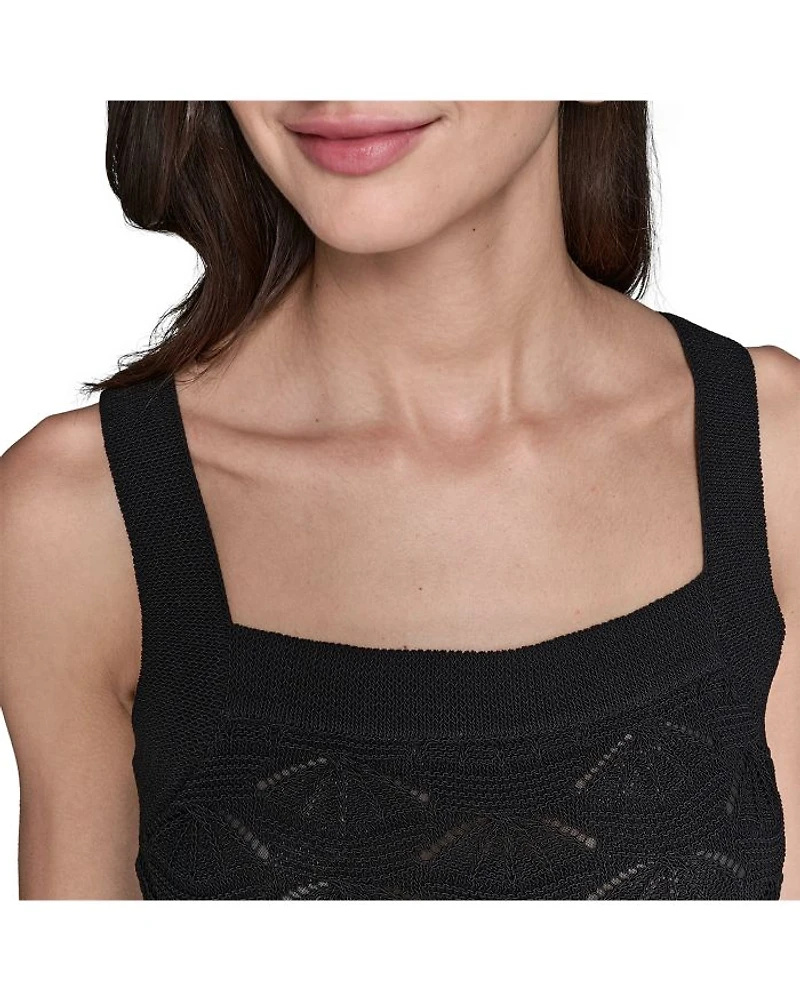 Fan Detail Sweater Tank Top