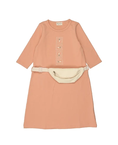 Maniere Girls' Boxy Belt Bag 3/4 Sleeve Dress - Little Kid, Big Kid