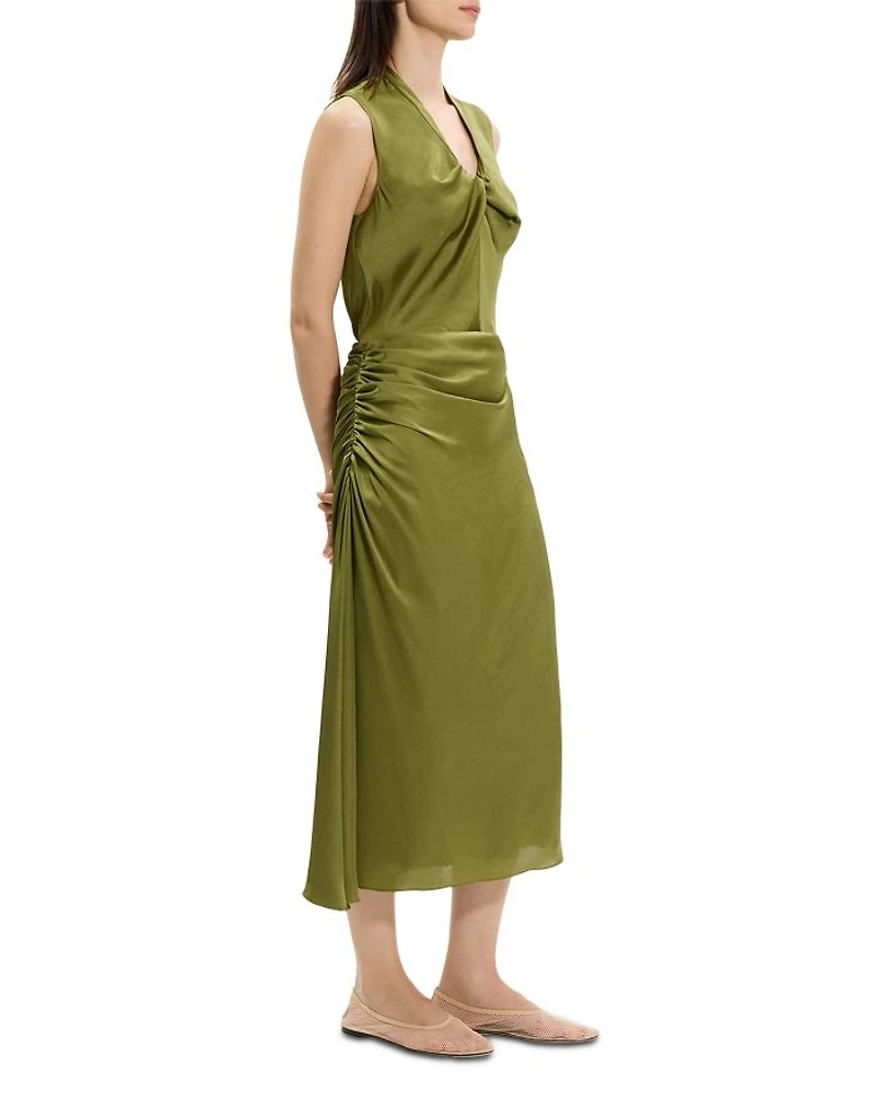 Ruched Midi Skirt Crushed Satin