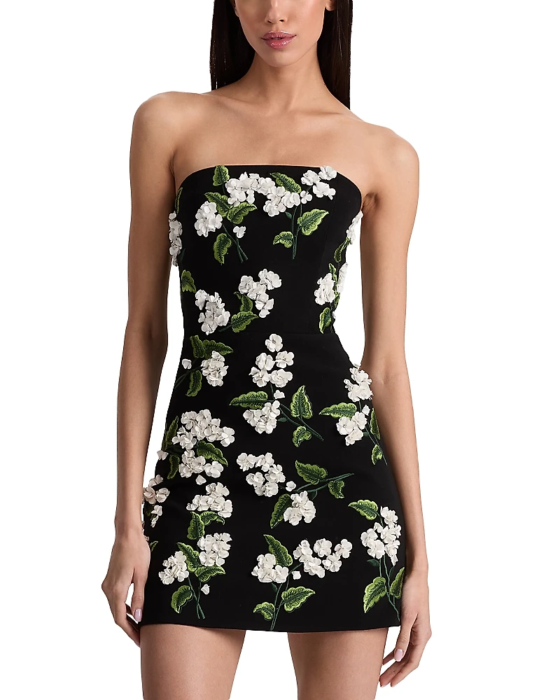 Alice and Olivia Velia Embellished Strapless Mini Gown