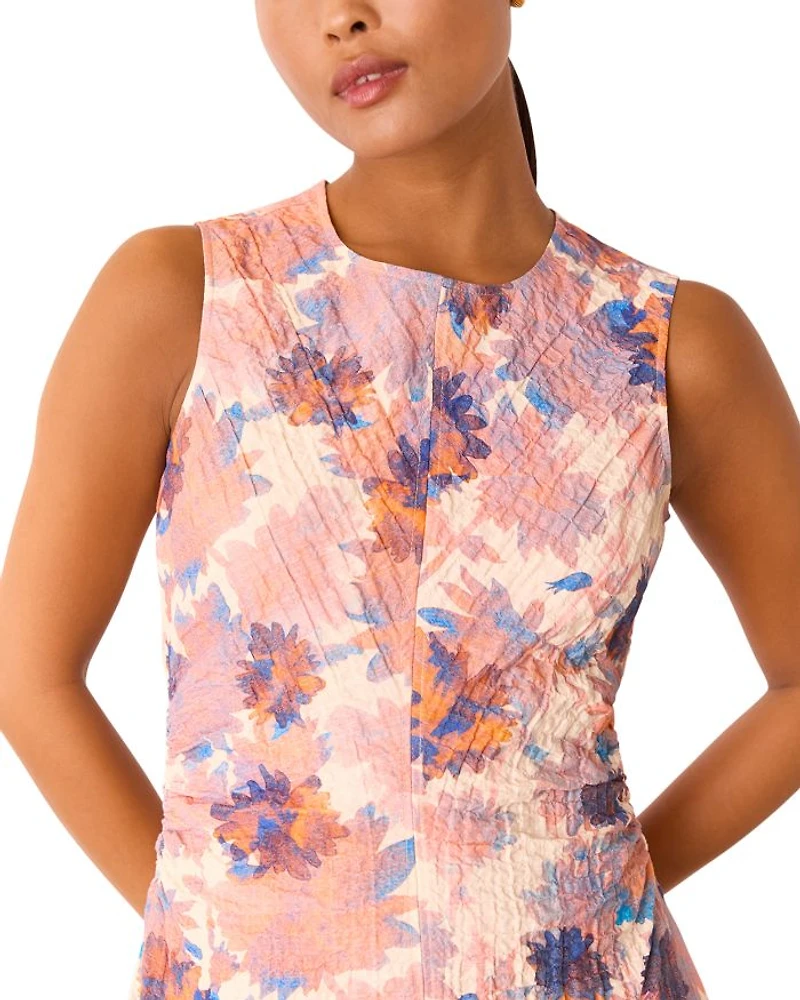Petite Floral Textured Midi Dress