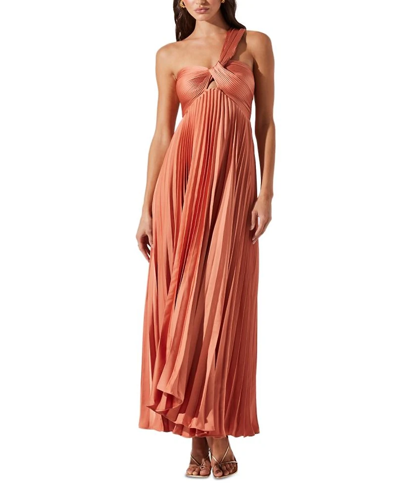 Rasya One Shoulder Pleated Maxi Dress