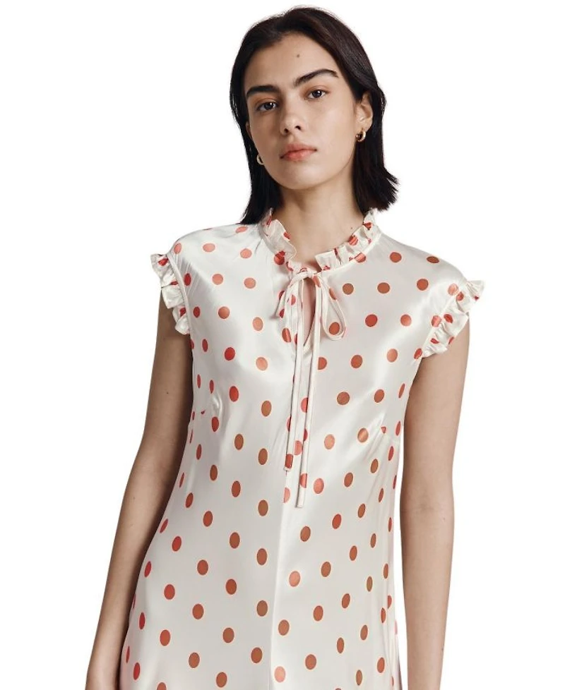 Cicely Polka Dot Satin Midi Dress