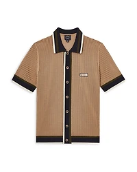 CHE CRUSOE Crochet Contrast Trim Button Shirt