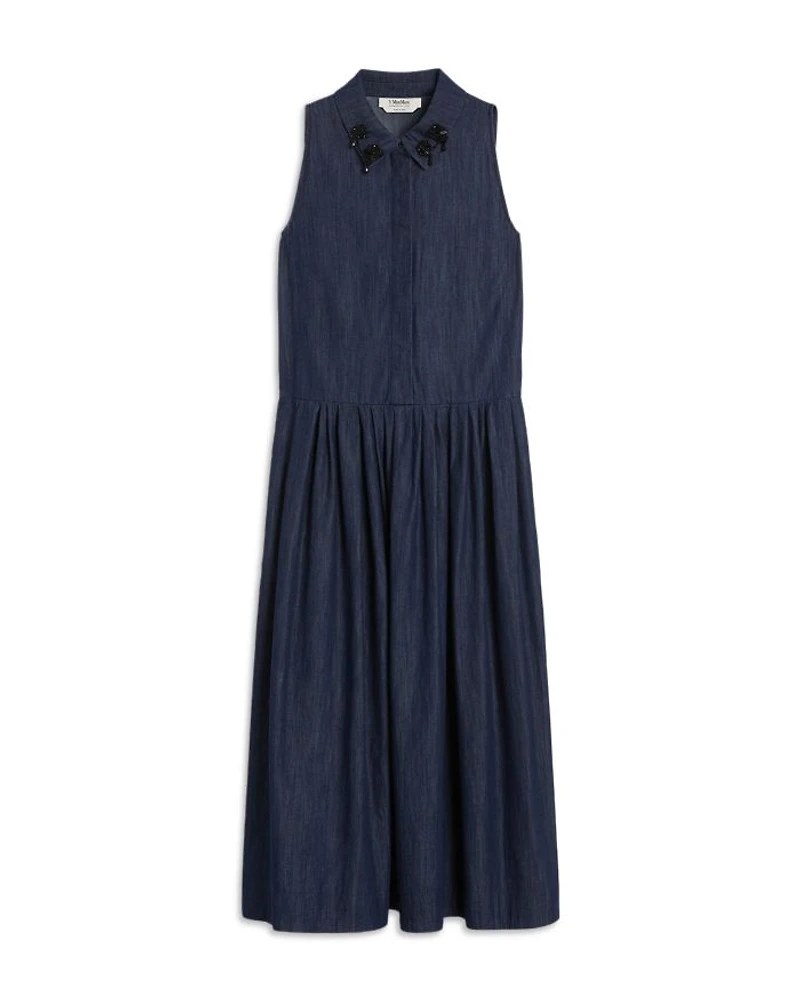 Elena Midnight Blue Cotton Dress