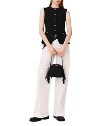 Long Sleeveless Tweed Jacket