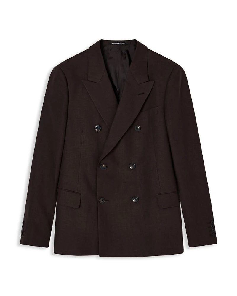 Linen Double Breasted Peak Lapel Blazer
