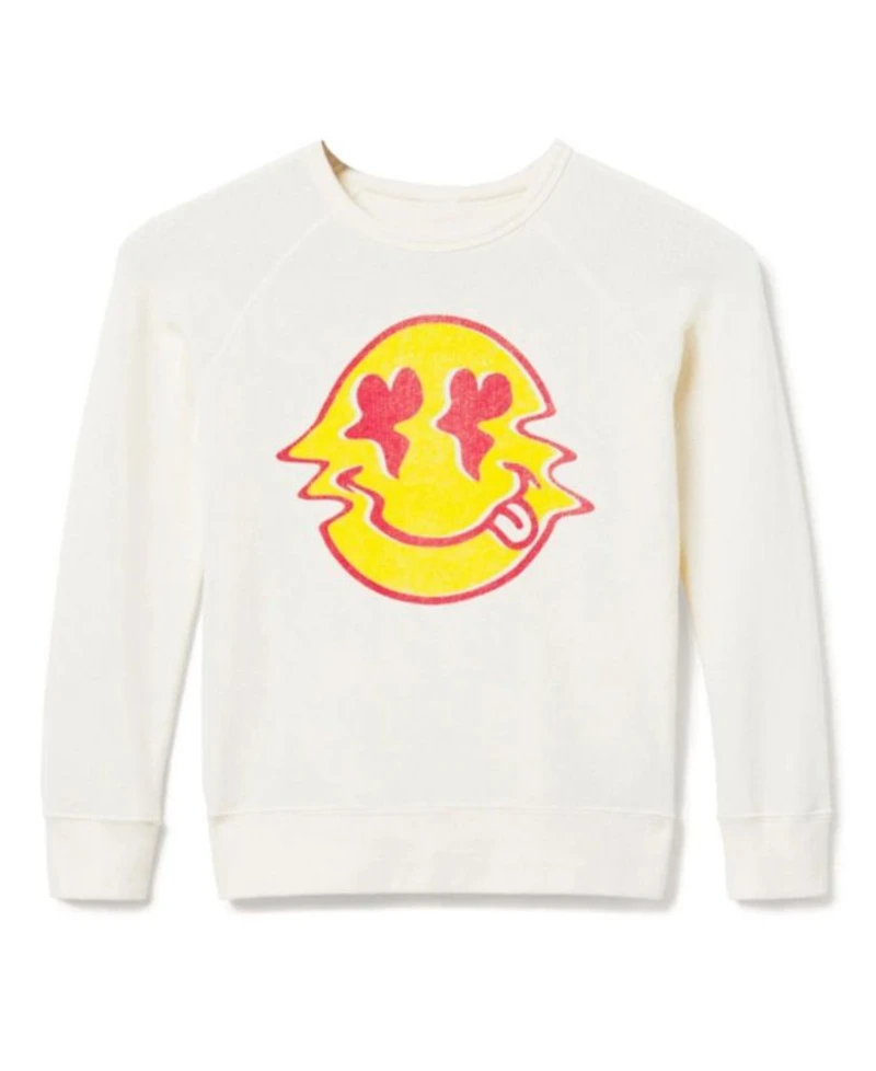 Unisex Heart Eyed Smiley Raglan Fleece Sweatshirt - Little Kid, Big Kid