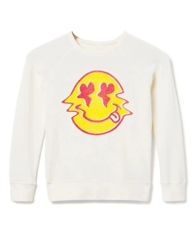 Unisex Heart Eyed Smiley Raglan Fleece Sweatshirt - Little Kid, Big Kid