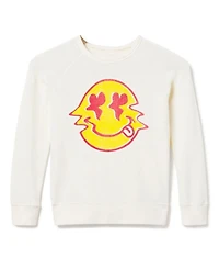 Unisex Heart Eyed Smiley Raglan Fleece Sweatshirt - Little Kid, Big Kid