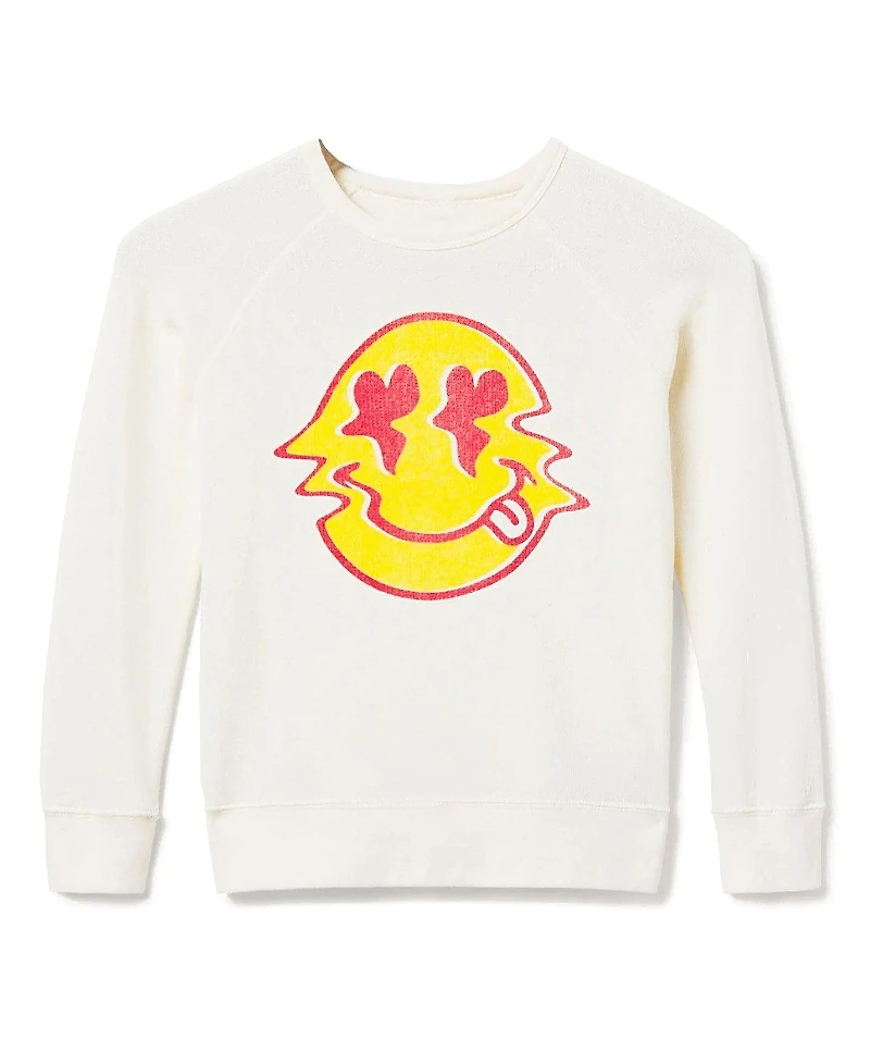 Junk Food Clothing Unisex Heart Eyed Smiley Raglan Fleece Sweatshirt - Little Kid, Big Kid