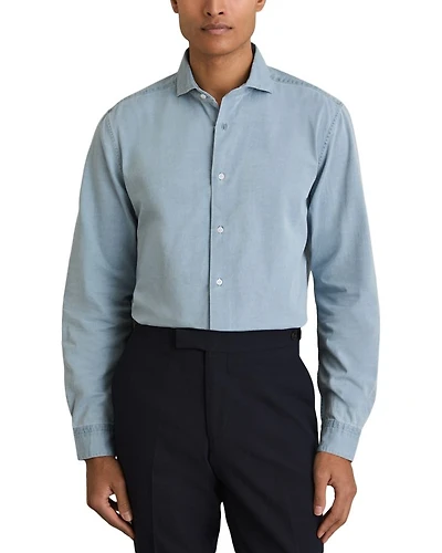 Regular Fit Washed Chambray Button Front Shirt