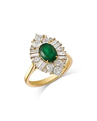 Bloomingdale's Fine Collection Emerald & Diamond Mixed Cut Halo Ring