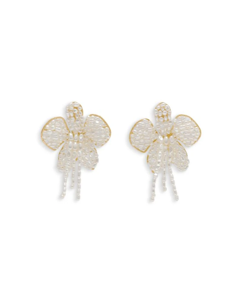 Amina Imitation Pearl Flower Statement Earrings