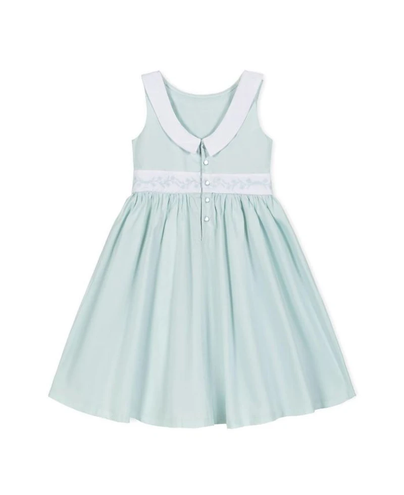Heirloom Girls' Organic Round Collar with Embroidered Sash Sateen Party Dress - Little Kid, Big Kid