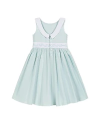 Heirloom Girls' Organic Round Collar with Embroidered Sash Sateen Party Dress - Little Kid, Big Kid