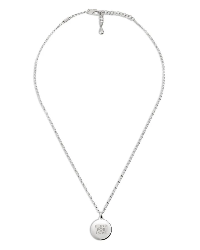 Sterling Silver Blind for Love Double G Disc Pendant Necklace, 19.7-21.7"