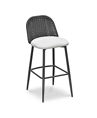 Tov Furniture Alexa Rattan Performance Fabric Barstool