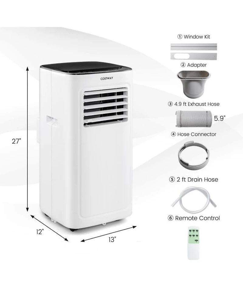 6000 BTU (9000 BTU ASHAR) Portable Air Conditioner 3-in-1 AC Unit with Cool Dehum Fan Sleep Mode