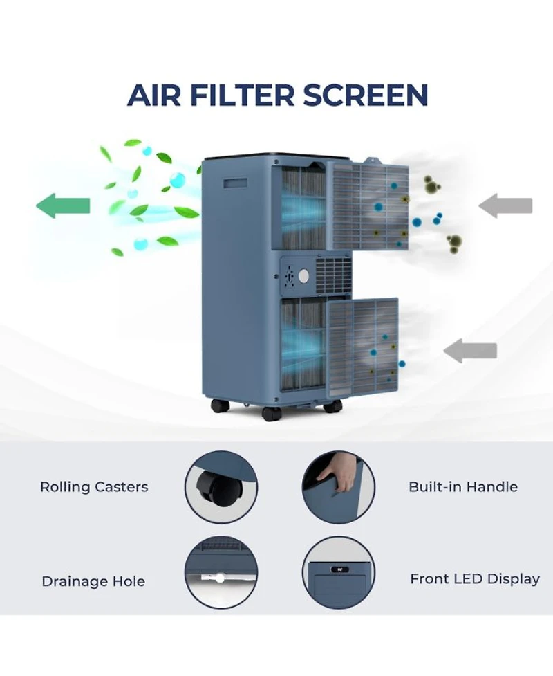 8000 BTU Portable Air Conditioner with Remote Control 3-in-1 Cooler Drying