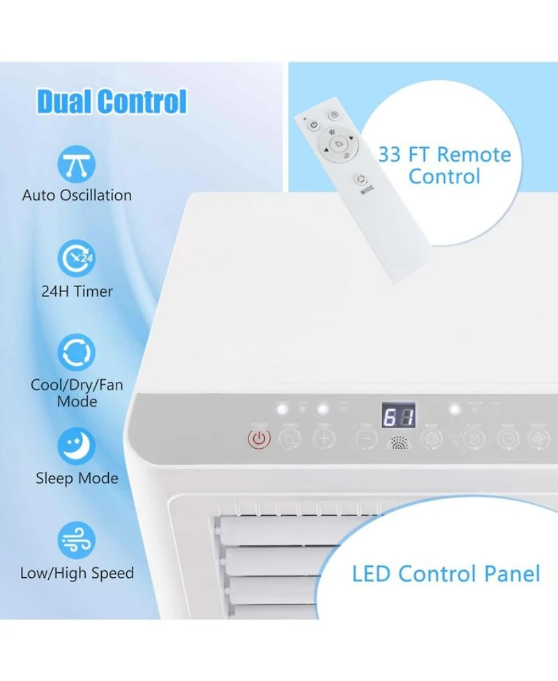 6500 BTU(10000 BTU ASHRAE) Portable Air Conditioner 3-in-1 Freestanding Air Cooler with Dehumidifier