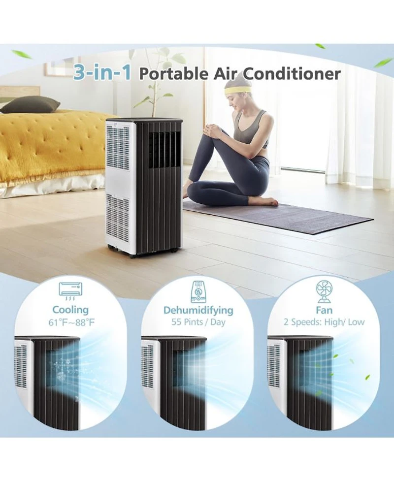 7100 BTU (10000 BTU ASHARE) Portable Air Conditioner 3-in-1 AC Unit w/ Cool Dehum Fan Sleep Mode