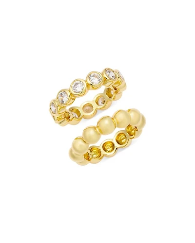 Cubic Zirconia Bezel Rings, Set of 2